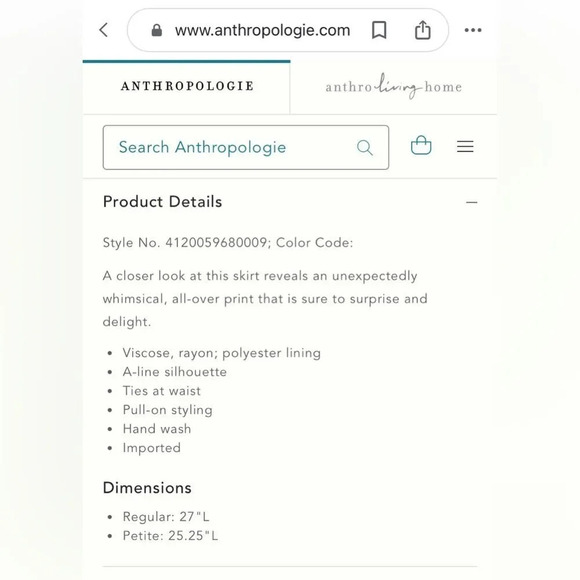 PORRIDGE by ANTHROPOLOGIE NWOT Getaway Printed Skirt in Green - Picture 11 of 11